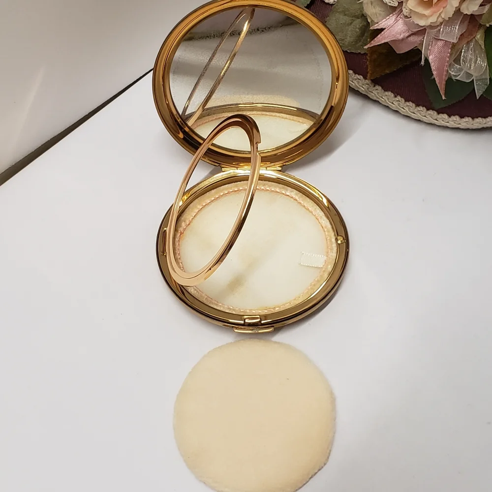 Vintage Stratton Gold Texture Double Leaf Convertible Compact Made in England